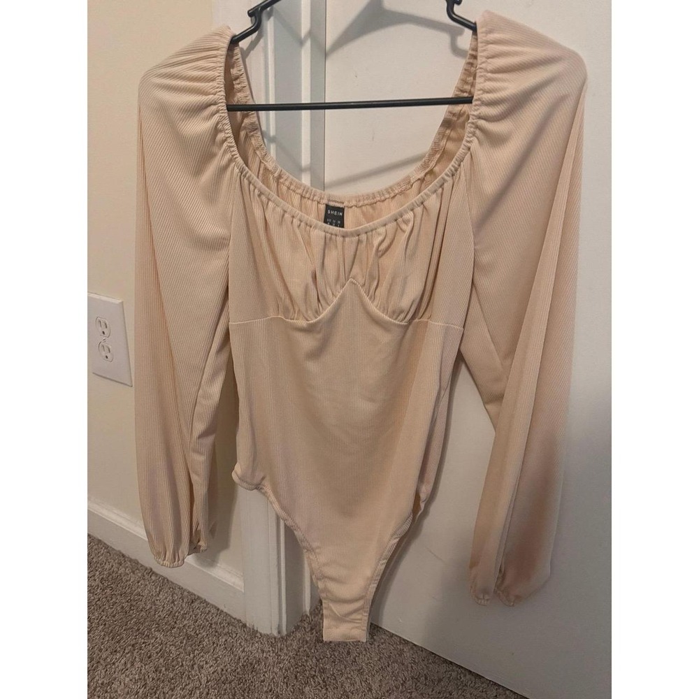 SHEIN Cream Elegant Bodysuit Women's M